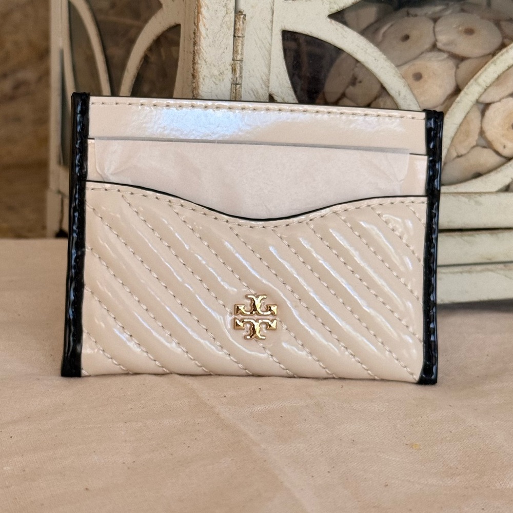 New tory burch Willa cardholder wallet in new ivory black trim leather wallet - Picture 5 of 5